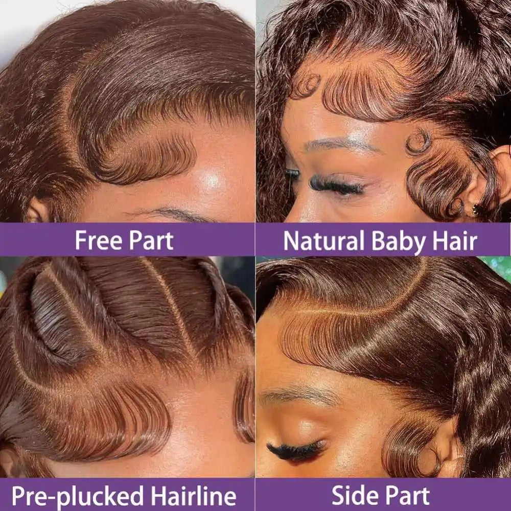 10A 13*4 Frontal Water Wave 4# Bob200%density100% human hair
