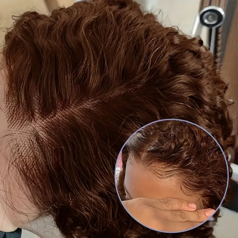 10A 13*4 Frontal Water Wave 4# Bob200%density100% human hair