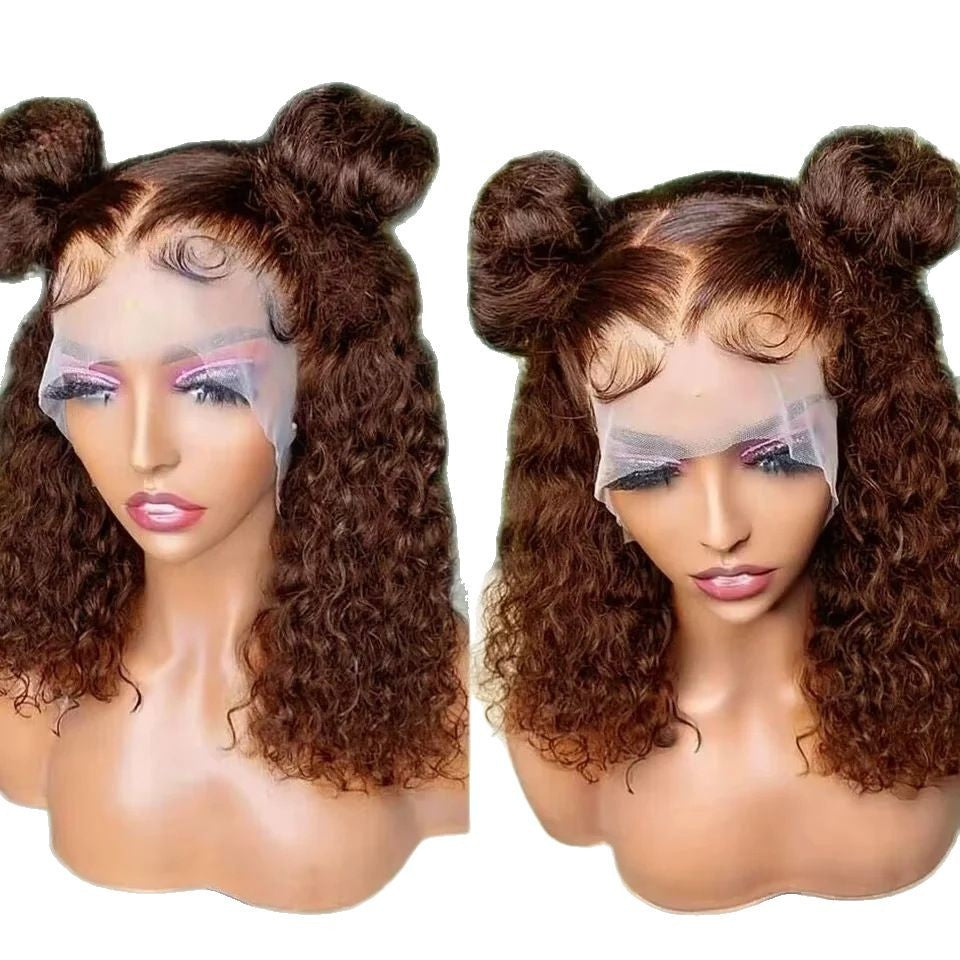 10A 13*4 Frontal Water Wave 4# Bob200%density100% human hair