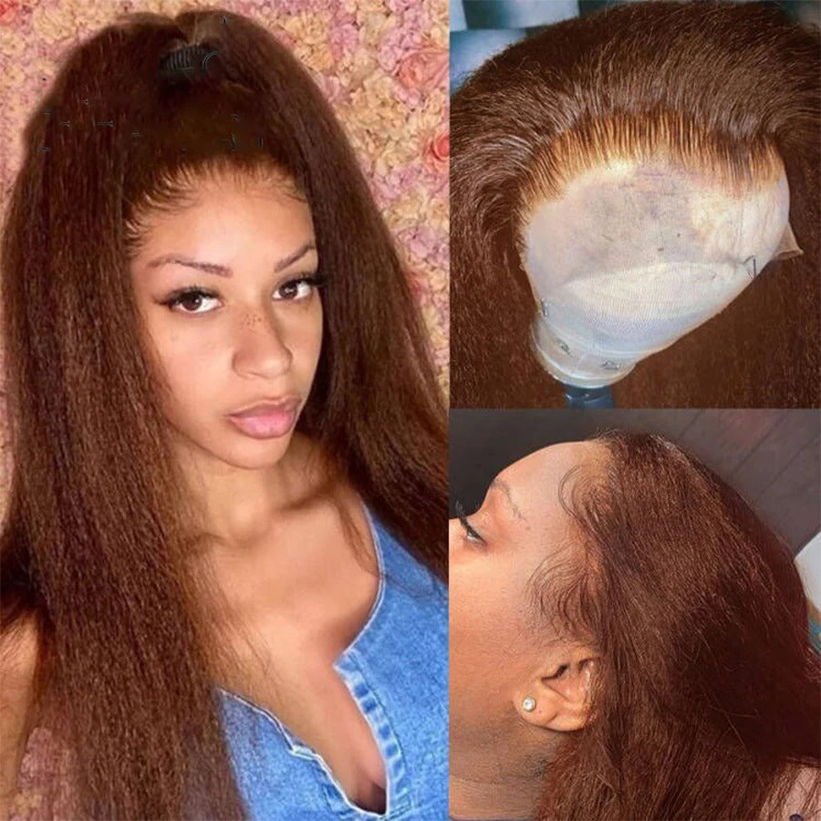12grade 13*4frontal Kinky Straight Yaki Brazilian human hair