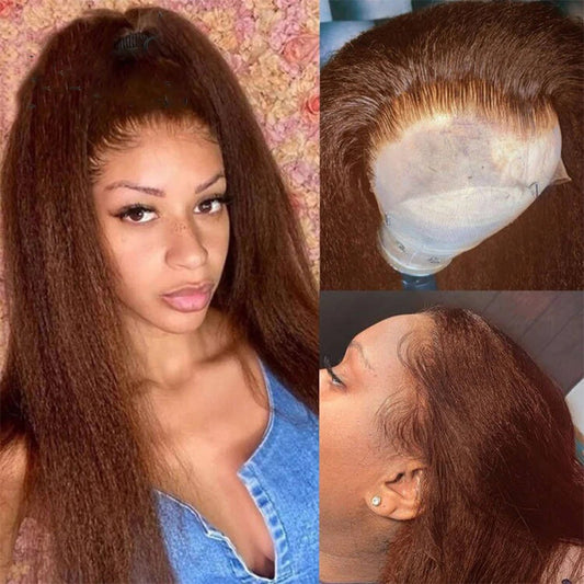 12grade 13*4frontal Kinky Straight Yaki Brazilian human hair