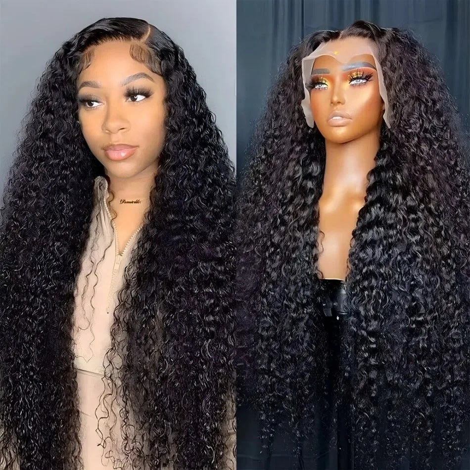 8A 13*4frontal Water wave wigs Human hair long Curly wig