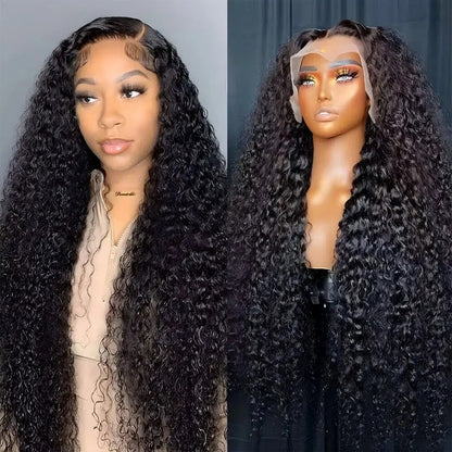 8A 13*4frontal Water wave wigs Human hair long Curly wig