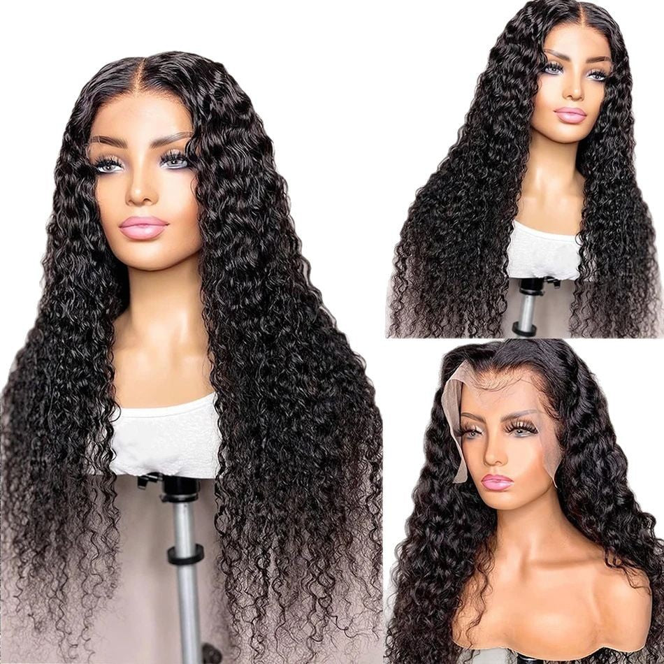 8A 13*4frontal Water wave wigs Human hair long Curly wig