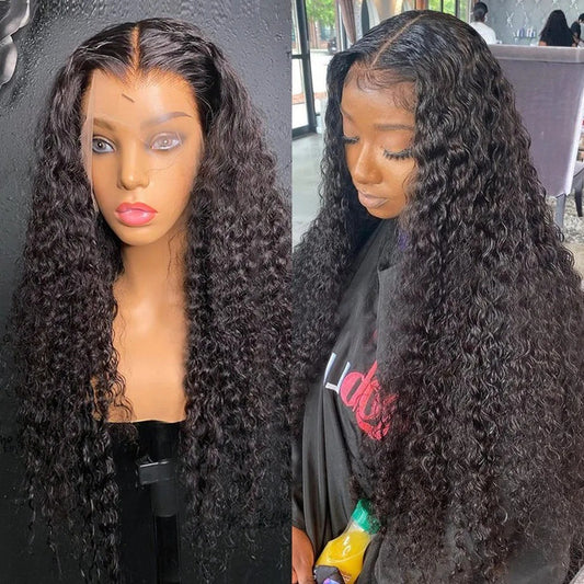 8A 13*4frontal Water wave wigs Human hair long Curly wig