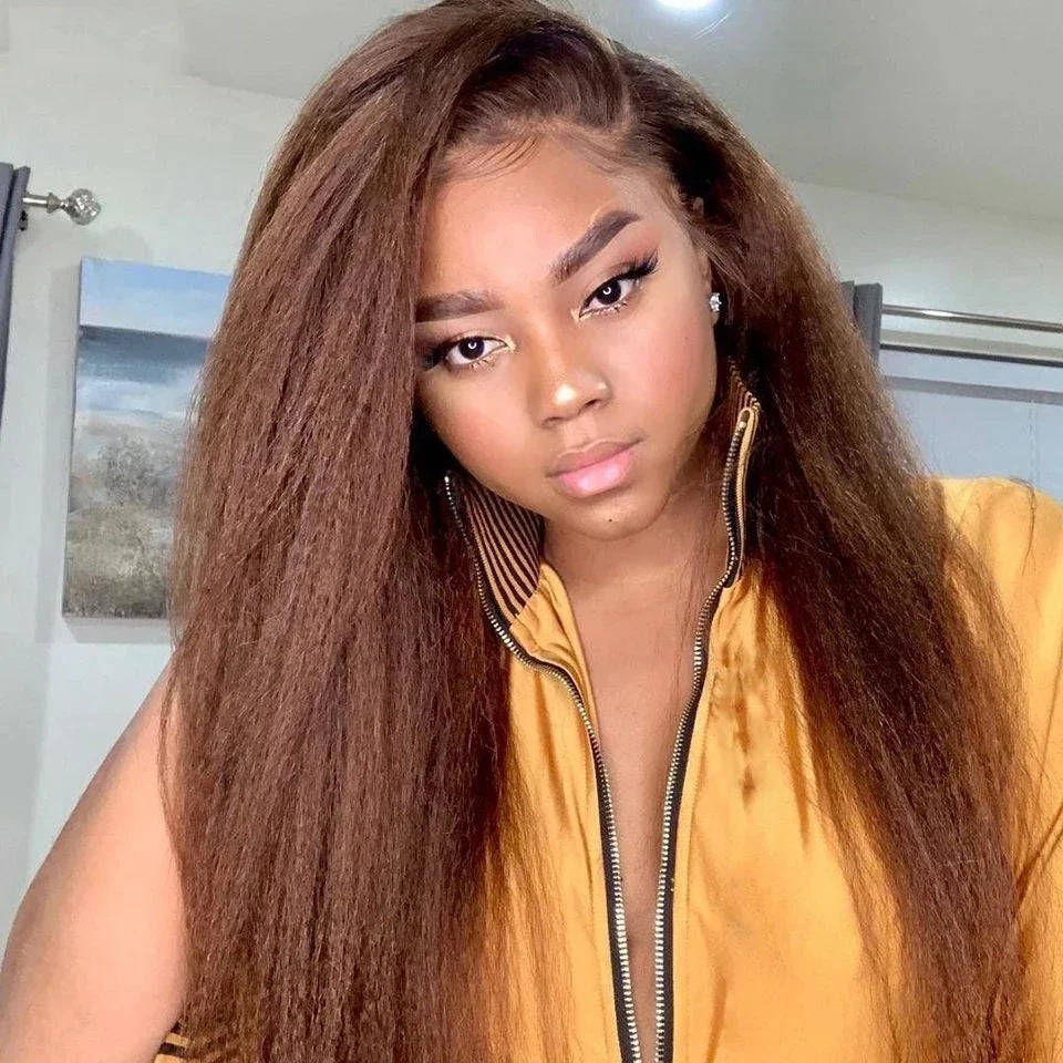 12grade 13*4frontal Kinky Straight Yaki Brazilian human hair