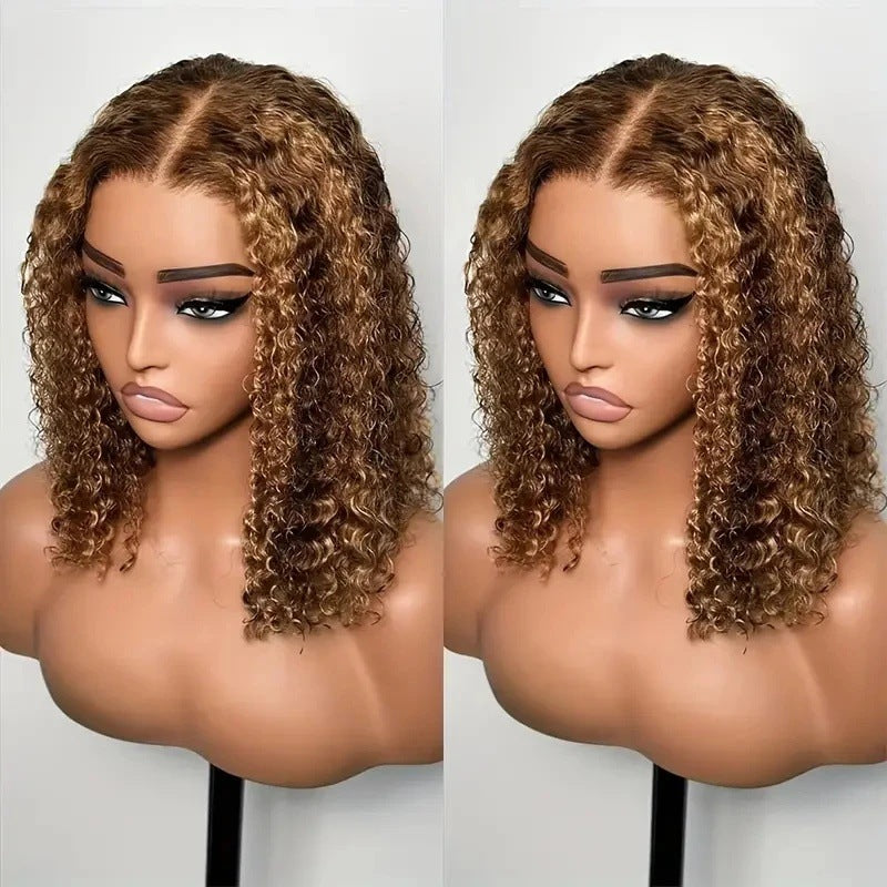 Brozilian 13*4 lace Highlight 4/27 Water Wave curly Bob