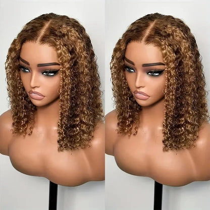 Brozilian 13*4 lace Highlight 4/27 Water Wave curly Bob
