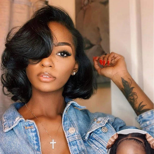 Loose Wave 13*4frontal Brazilian human hair Bouncy Curly Wig