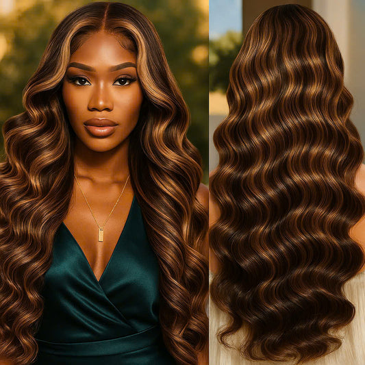 12A 13*4 frontal Body Wave wig 180%density P4/27 Human Hair